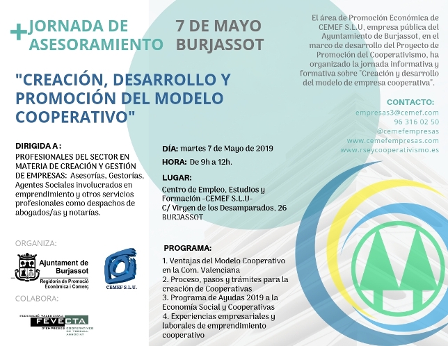 Jornada en Burjassot sobre creación y desarrollo del modelo cooperativo para profesionales del asesoramiento
